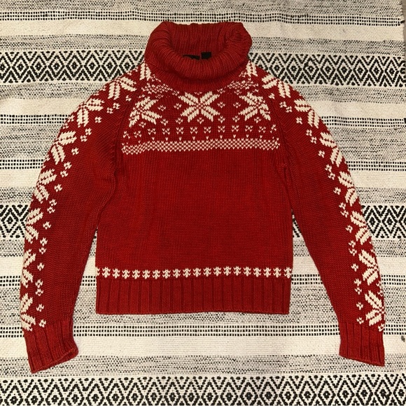 Polo by Ralph Lauren Red and White Turtleneck Sweater - Picture 1 of 7